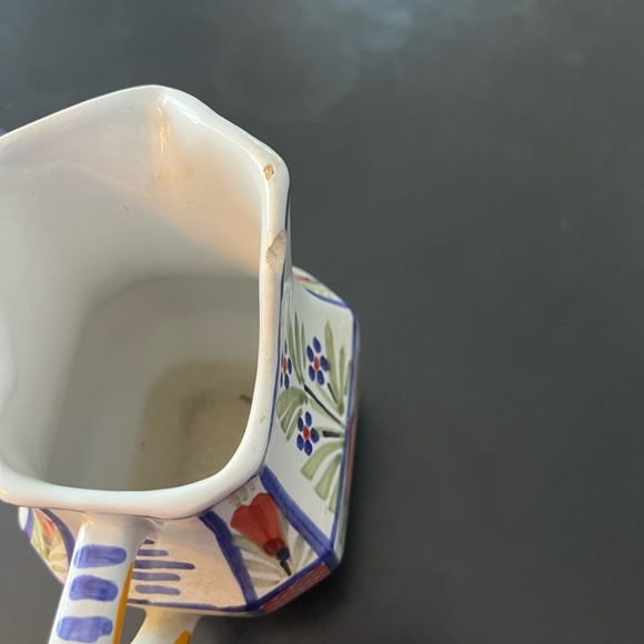 Quimper France Hand-Painted Ceramic Pitcher with a small cuts on rim as shown - Picture 6 of 6